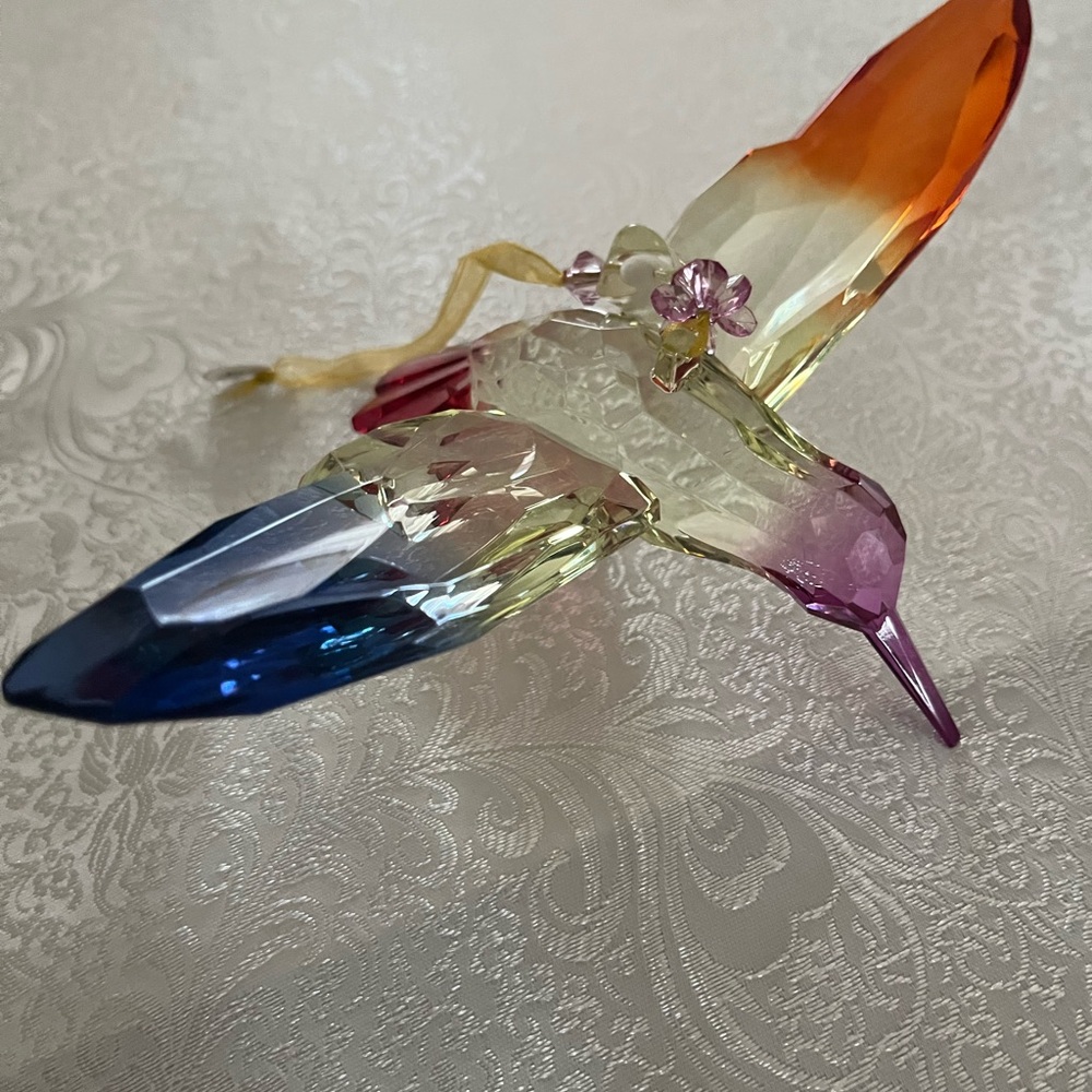 Orange and Blue Glass Hummingbird Toy